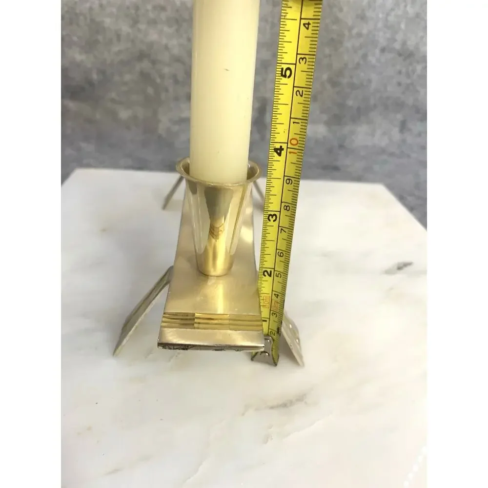VTG Burnished MCM Hoka Candle Holder Silver Plated Brass Accents West Germany